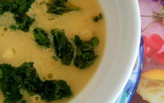frische Rüebli-Kichererbsen-Suppe mit Korianderpesto