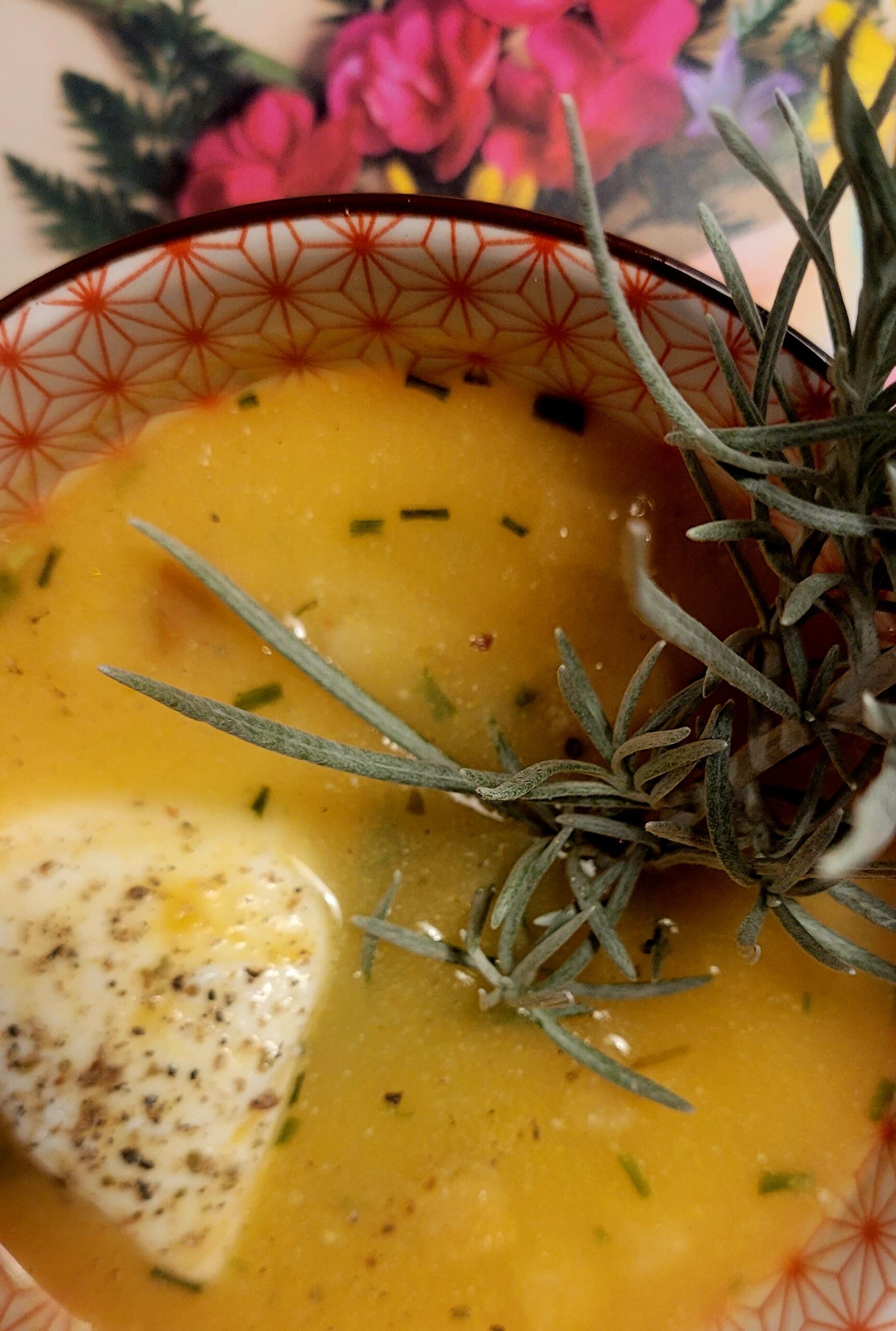 frische Rüebli-Ingwer-Suppe mit Currykraut